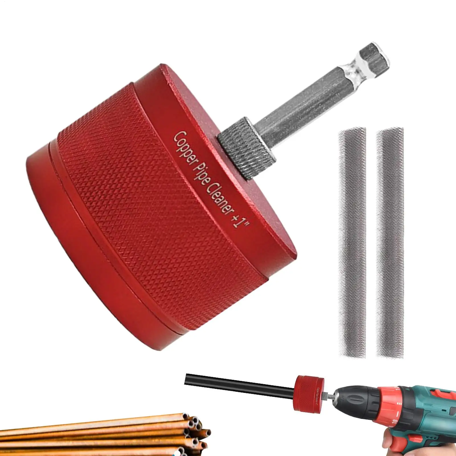 Copper Pipe Cleaner Heavy Duty Tube Cleaning Brush 1/2 3/4 1 Heavy Duty Copper Pipe Cleaner For Home Workshop Plumbing Garage