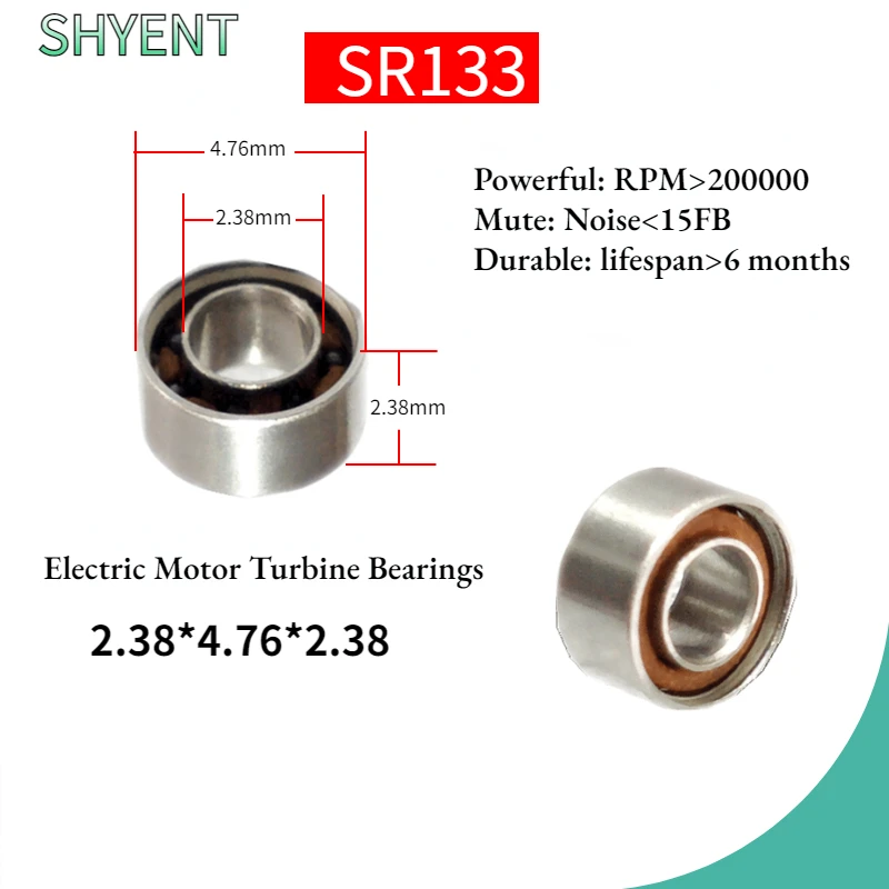 5/10pcs SR133 High Speed Handpiece Ceramic Bearings Compatible Dental Bearings 2.38*4.76*2.38mm