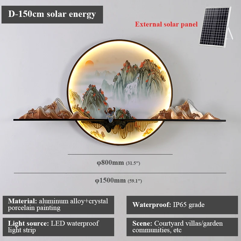 SAMAN Solar Outdoor Mural Lamp Creative Circular Landscape Waterproof Mural  Villa Courtyard Decoration Painting