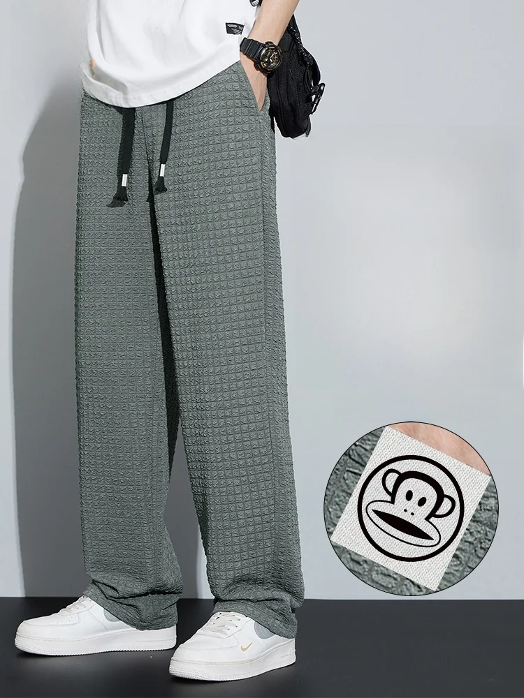 

Мужские повседневные брюки PaulFrank Ice Silk, летние, американского стиля, тонкие, в стиле ретро, дышащие, свободные, прямого кроя