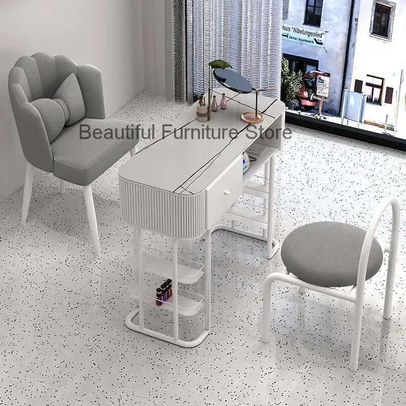 

Home Modern Luxury Manicure Table Glass Women Cleaner Nordic Manicure Table Aesthetic Schmincktisch Commercial Furniture RR50MT