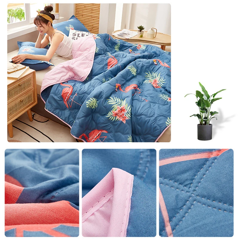 Home Lightweight Summer Comforter Washed Cotton Quilt Soft Breathable Down Blanket Double Sided Quilted Bedspread for All Season