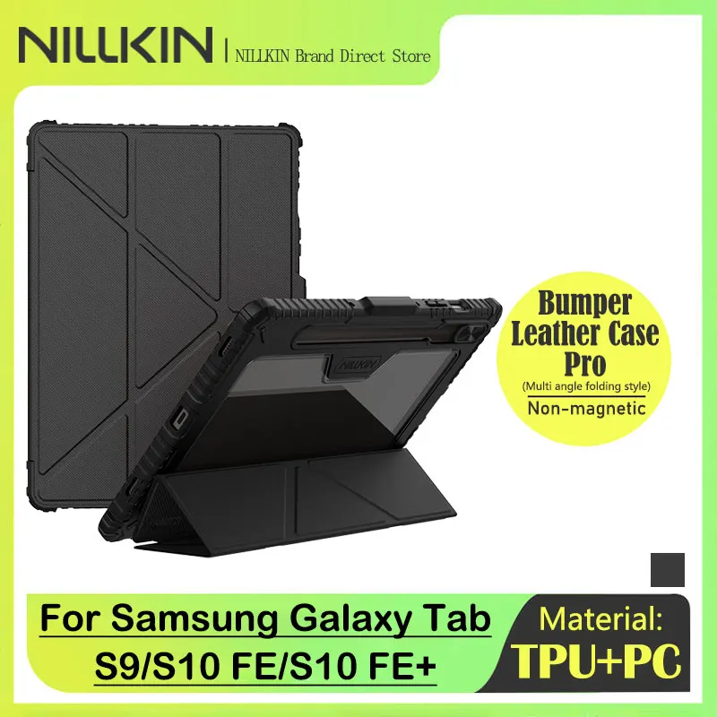 

Для Samsung Tab S9/S10 FE/S10 FE+, многоугольный чехол NILLKIN из искусственной кожи с подставкой, слайд-крышка для камеры с защитой конфиденциальности, автоматическое пробуждение/сна
