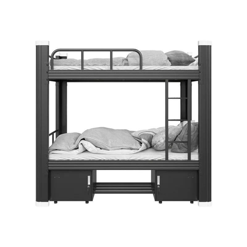 Metalen stapelbed Studentenslaapzaal Tweepersoonsbed Stalen frame Tweelingbed met schoen en trap
