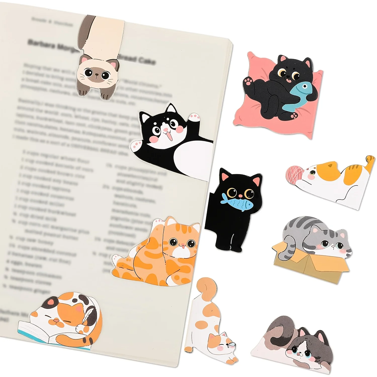 5/10/20 Marcadores Magnéticos com Designs de Gatos Fofos, Clips Divertidos para Livros, Acessórios de Presente com Tema de Leitura para Amantes de Livros
