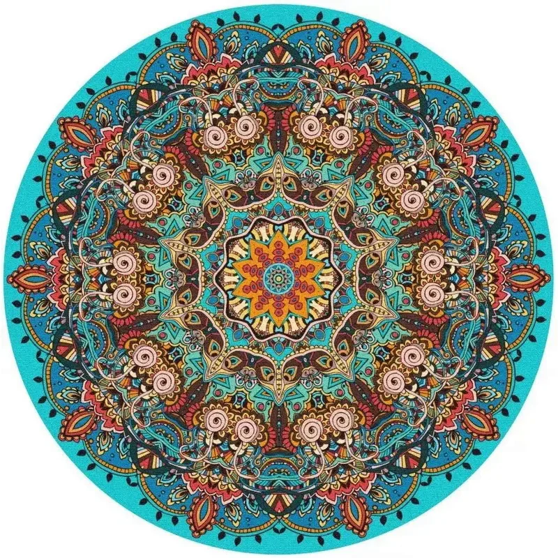 VIKAMA Printed Boho Style Round Crystal Velvet Carpet Floor Mat Living Room Bedroom Coffee Table Hanging Basket Mat view 6