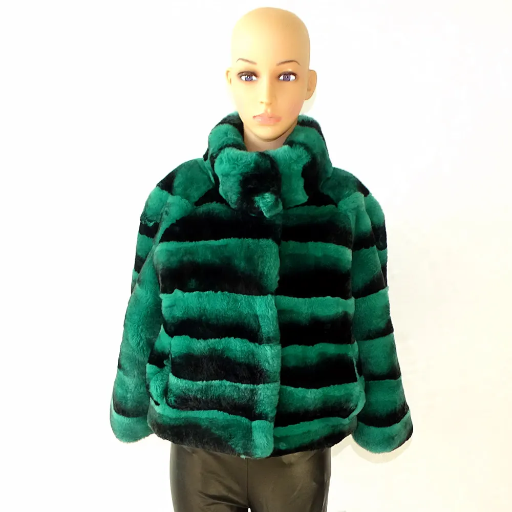 women winter chinchilla rex rabbit fur coat women Natural rabbit fur jacket