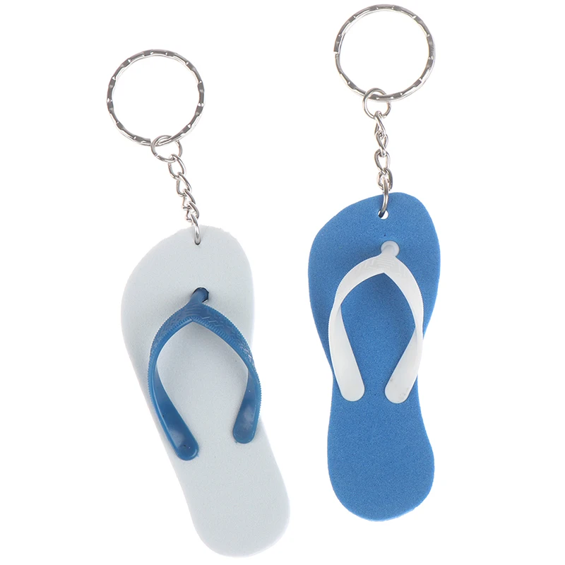 2Pcs Boat Floating Keychain Buoyant Foam Flip Flops Shaped Key Floats Key Ring