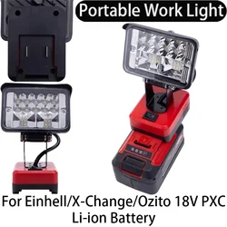 Luz de ferramenta portátil para bateria de íon-lítio Einhell/X-Change/Ozito 18V com lanterna portátil USB sem fio LED luz de trabalho