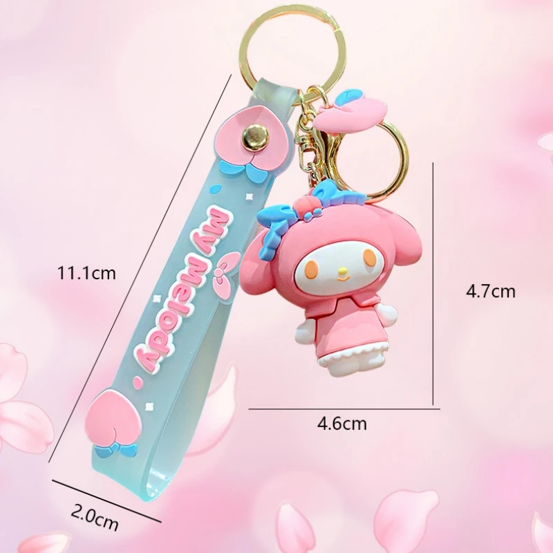 Wholesale Kawaii Sanrio Keychain Kuromi Hello Kitty Pvc Doll Keyring Cartoon Cinnamoroll Backpack Pendant Car Accessories Gift