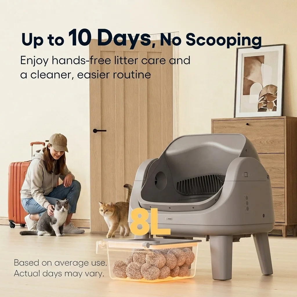 Autoscooper 12 Lite For Smart Automatic Cat Box With High Capacity Easy Clean Odor Control For Multiple Cats