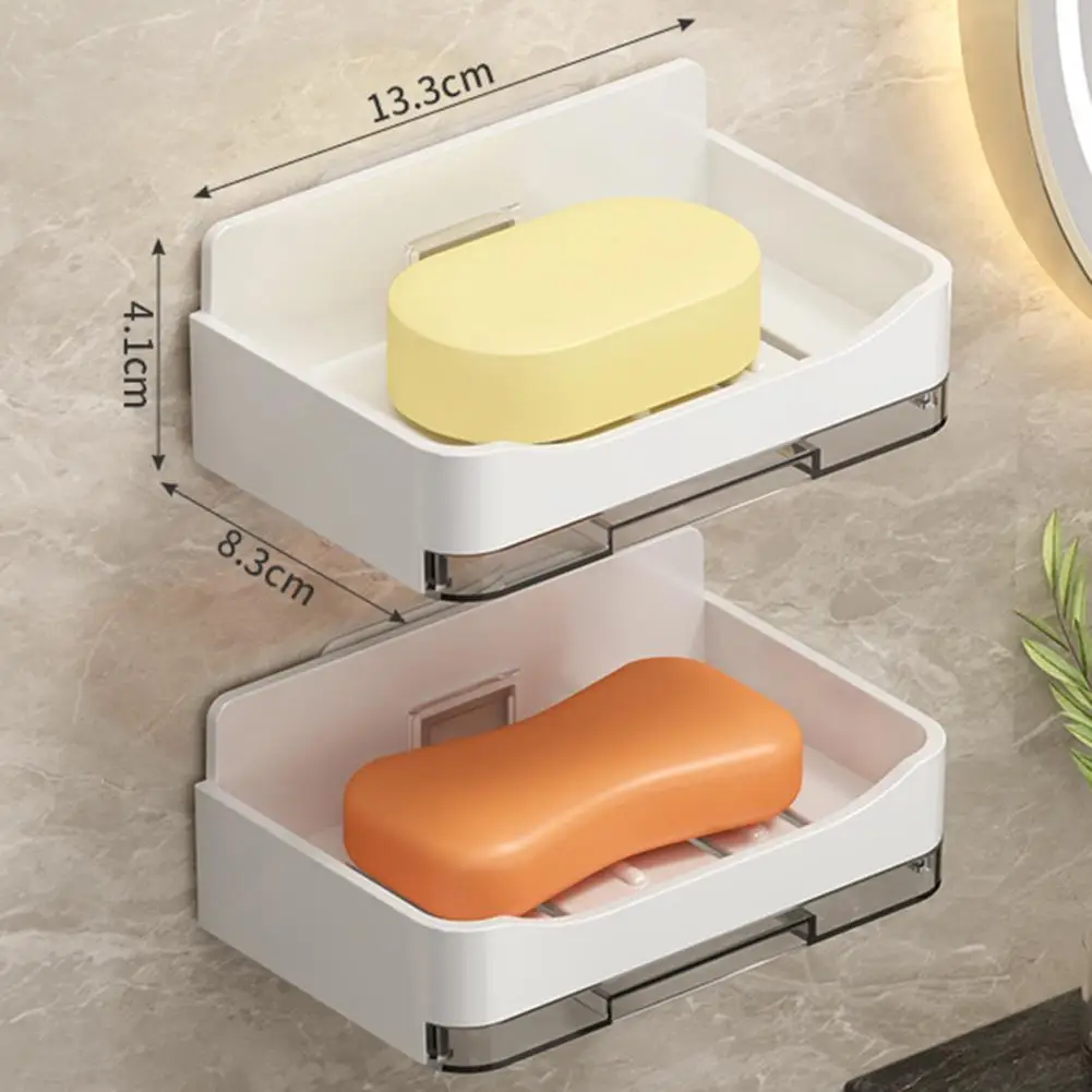 Bathroom Soap Holder Modern Bathroom Soap Dish Set 2 Pack Wall Mounted Shower Tray with Strong Load-bearing Design for Easy