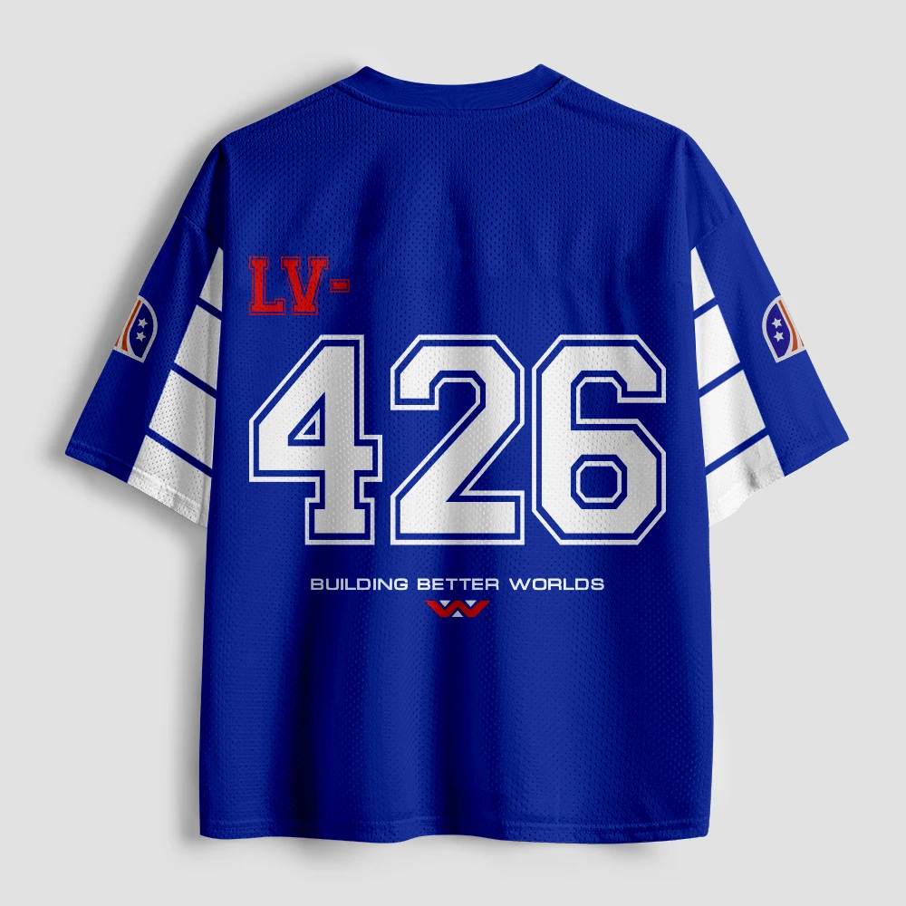 2026 new unisex mesh T-shirt V-neck lightweight breathable polyester mesh retro nostalgic printed casual sportswear