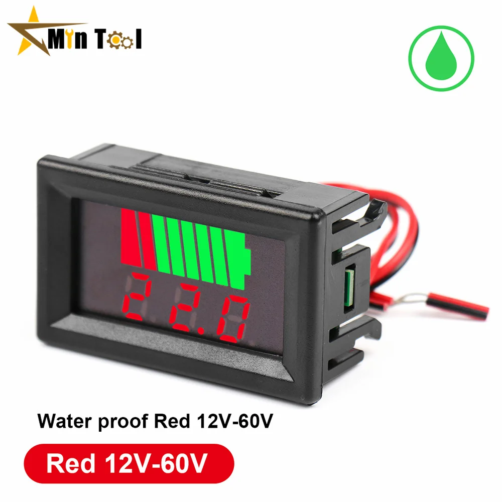 Car Battery Voltmeter Charge Level Indicator 12V 24V 36V 48V 60V Lithium Battery Capacity Meter Test Display LED Tester