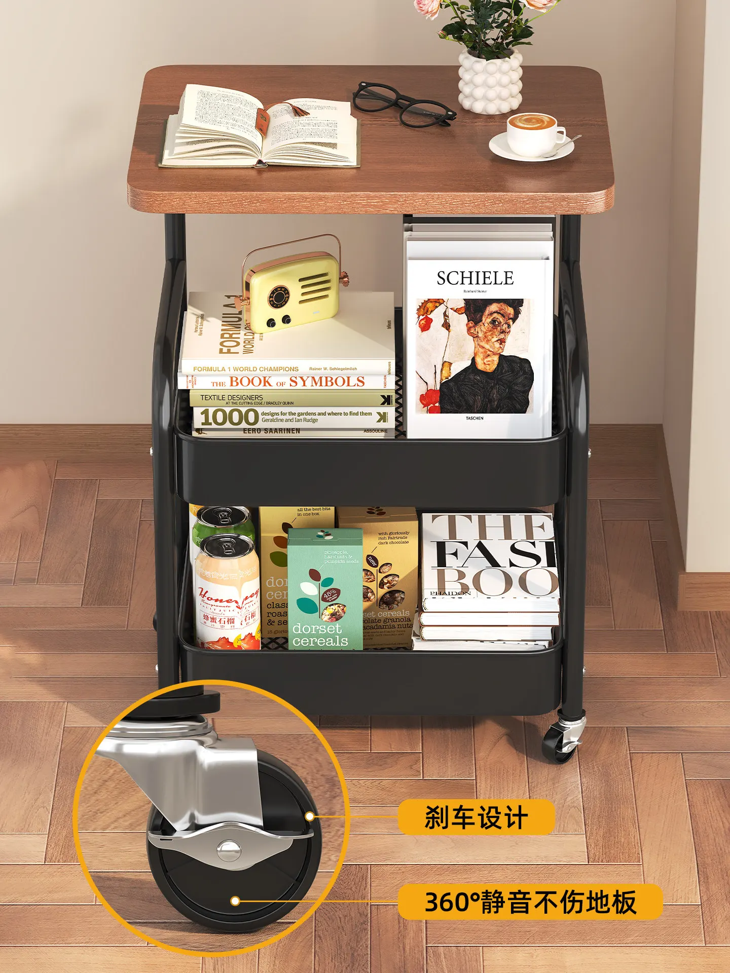 Removable side trolley Living room Sofa side cabinet Bedroom bedside table Shelf Home trolley