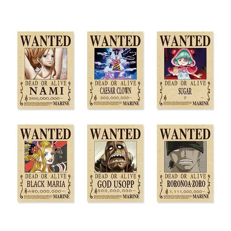 One Piece Reward Wanted Cartoon Cute Student Sticker Personality 2D DIY Decoration 70pcs Stickers Animation Peripheral Wholesale