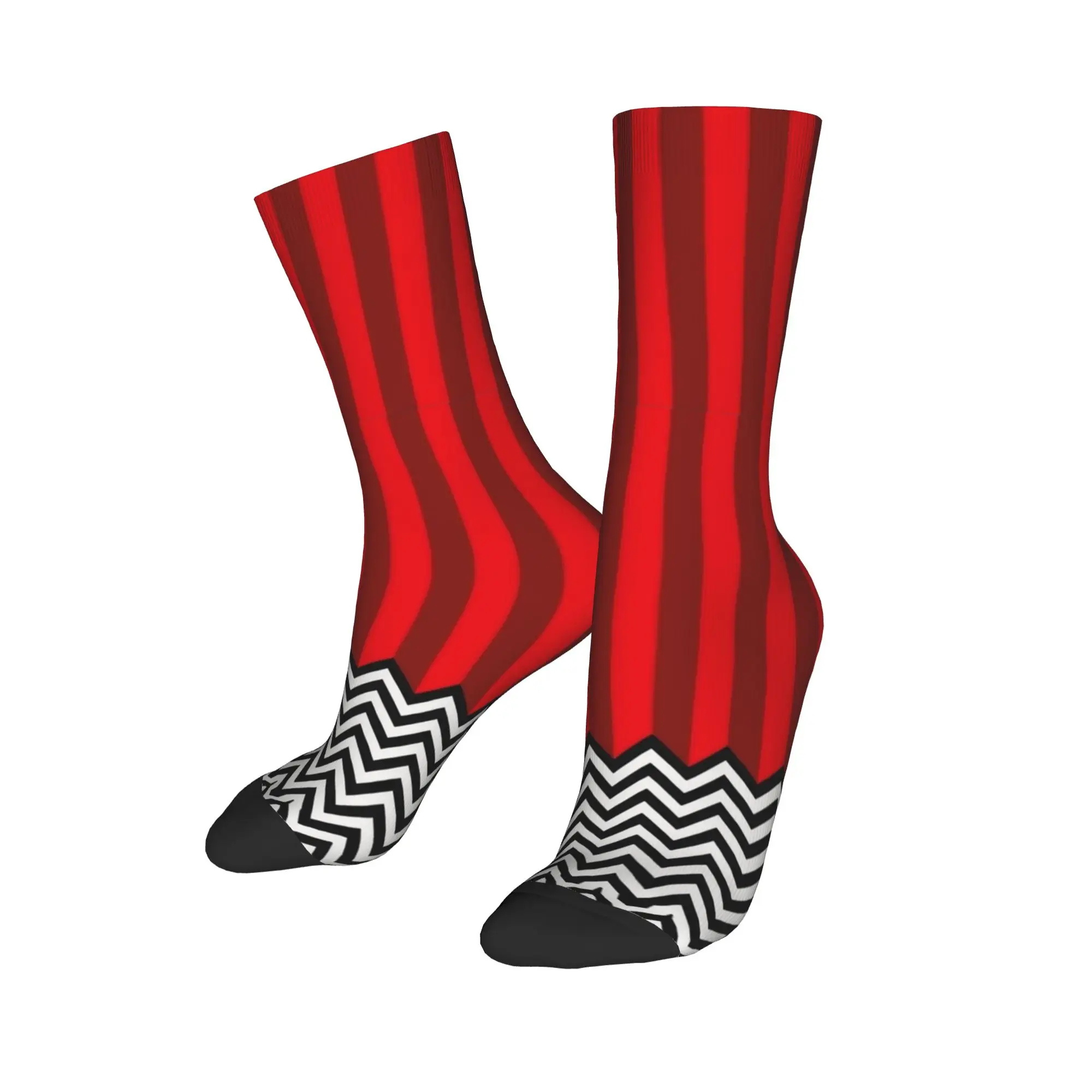 Enigmatic zigzag pattern from David Lynch's cult Dress Stockings Winter Anti Skid Men Socks Soft Graphic Climbing Socks