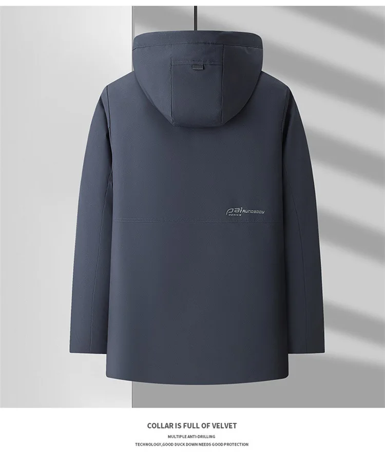 5XL Men's Winter Mid-Long Coat Warm Jacket Thick Coat Hat Detachable Long Jacket Business Jacket Mens Winter Hooded Warm Parkas