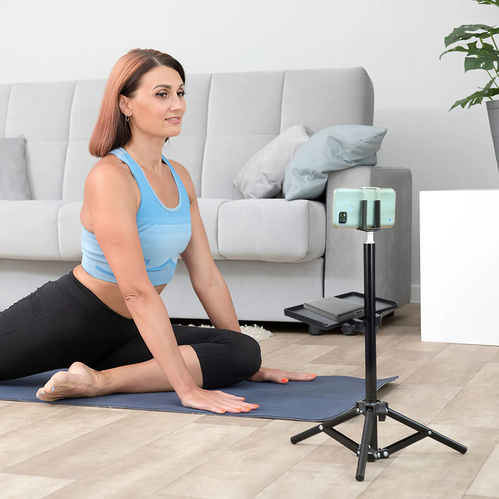Microphone Stand Accessory Tray ABS Clamp-on Tray Adjustable Height Clips Fixing Raised Surface Non-Slip Sponge Pad for Mic