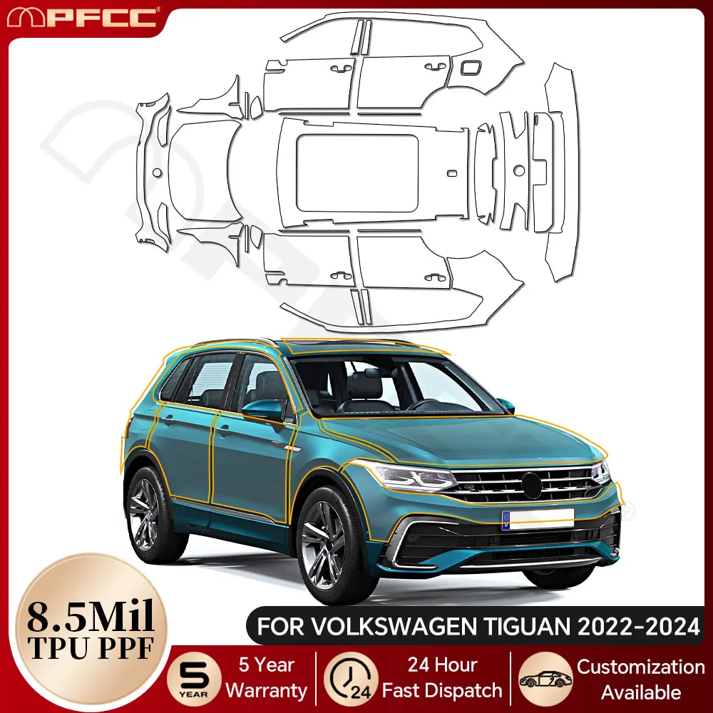 

For Volkswagen TIGUAN 2022-2024 8.5Mil TPU Anti-scratch Paint Protection Film Pre-cut PPF Bra Car Body Clear Kit Resistant Cover