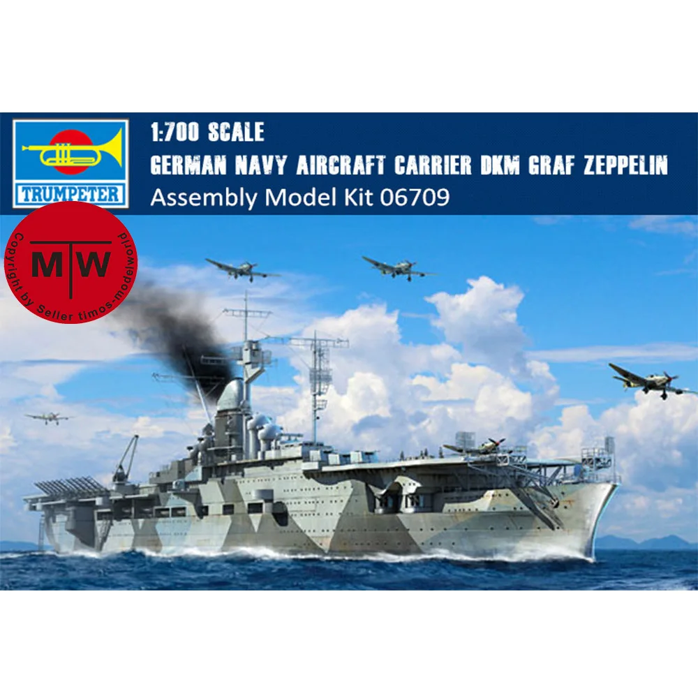 

Trumpeter 06709 1/700 Scale German Navy AircraftCarrier DKM Graf Zeppelin Military Plastic Assembly Model Kits