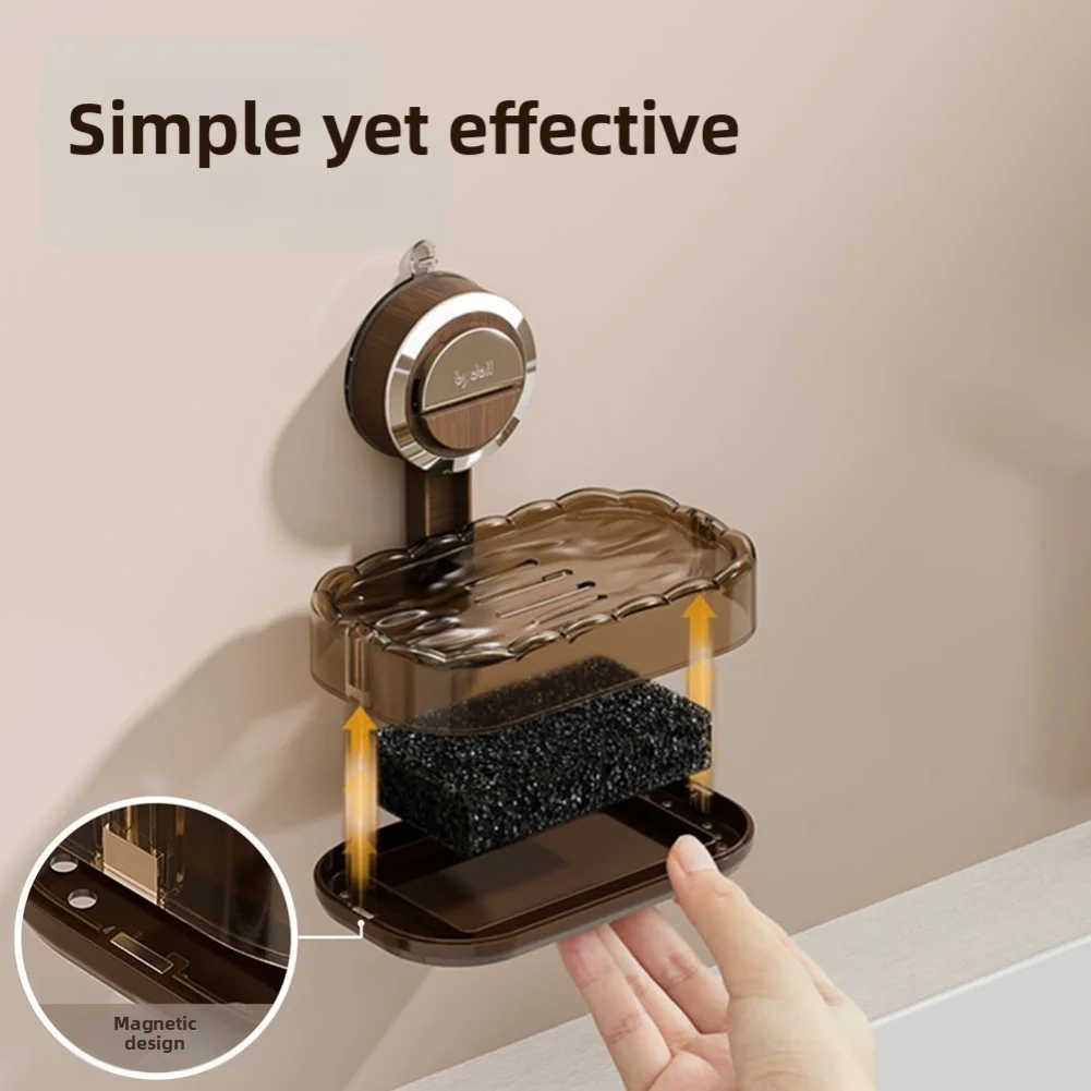 

Mounted Soap Tray with Drain Rack and Suction Cup for Bathroom Use Counter Organizer for Soap and Shower Accessories