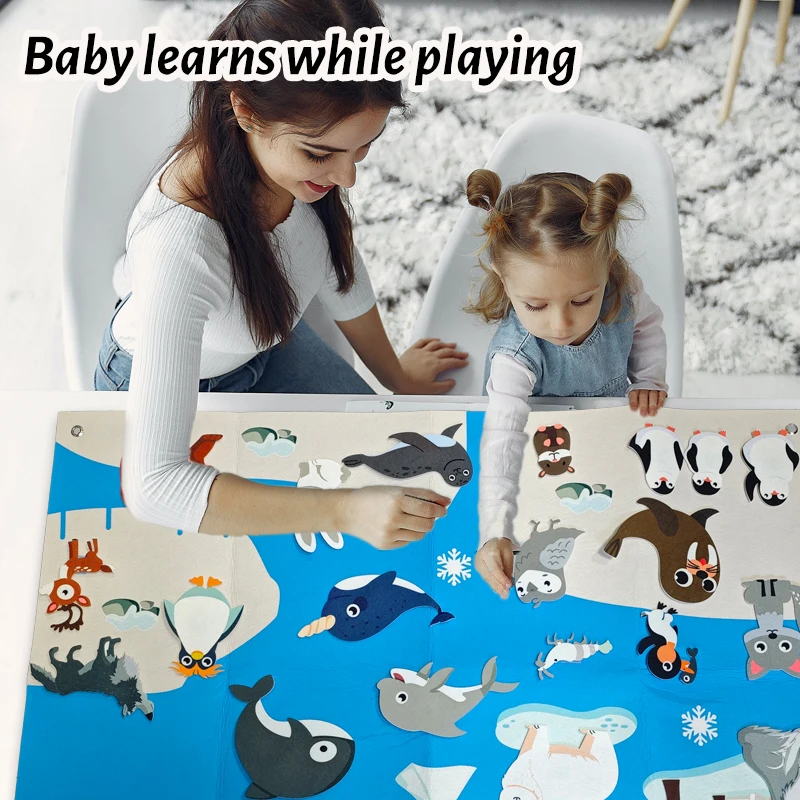 Animais de fazenda feltro história placa brinquedos crianças aprendizagem precoce começar criar temático jogo de contar histórias interativo parede pendurado presente