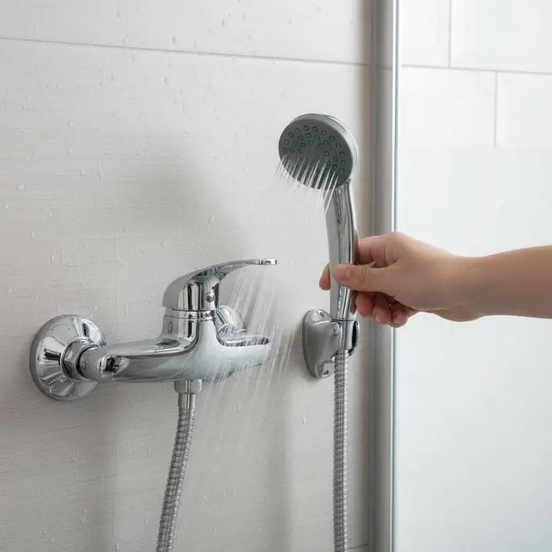 Ensemble de robinetterie de douche 22,9 x 15,8 x 15,5 cm, chromé, en alliage de zinc, cartouche en céramique, avec douchette à main, tuyau en acier inoxydable, montage facile, durable, pour salle de bain moderne, pièces de rechange sanitaires domestiques