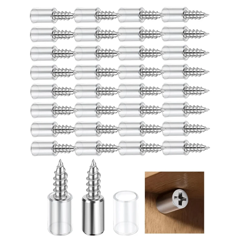 10/30Sets Self-Tapping Screws Cabinet Laminate Shelf Support Pegs with Non-Slip Sleeve Shelves Glass Cabinet Partition Nail