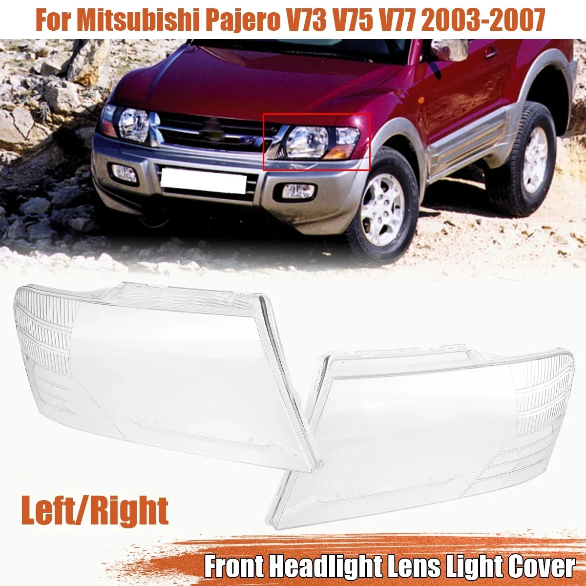 Car Headlamps Cover For Mitsubishi Pajero V73 V75 V77 2003 2004 2005-2011 Clear Headlight Cover Transparent Lampshade