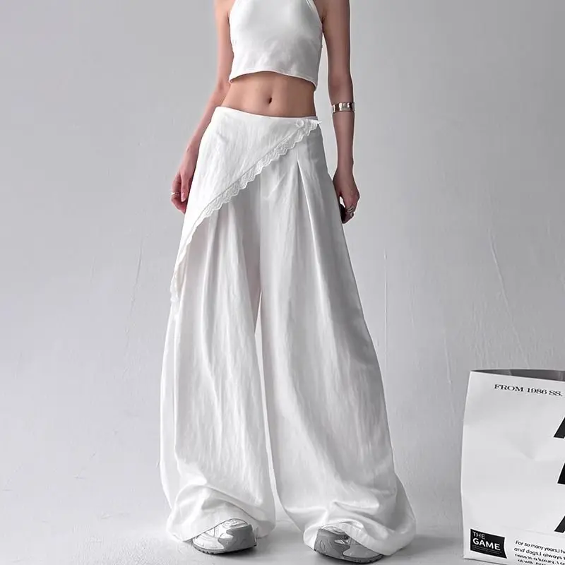 Popular Spring Women's High-waisted Slim Straight Pants 2025 Casual Loose Versatile Drape Wide-leg Trousers