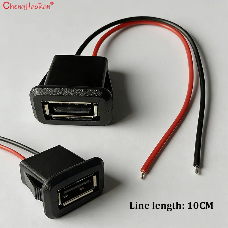2PCS 2,0 USB Buchse A-typ Mit Draht Weibliche Kopf Lade Port Wasserdichte Buchse 2,0 Direkt Spannung geändert Steckdose