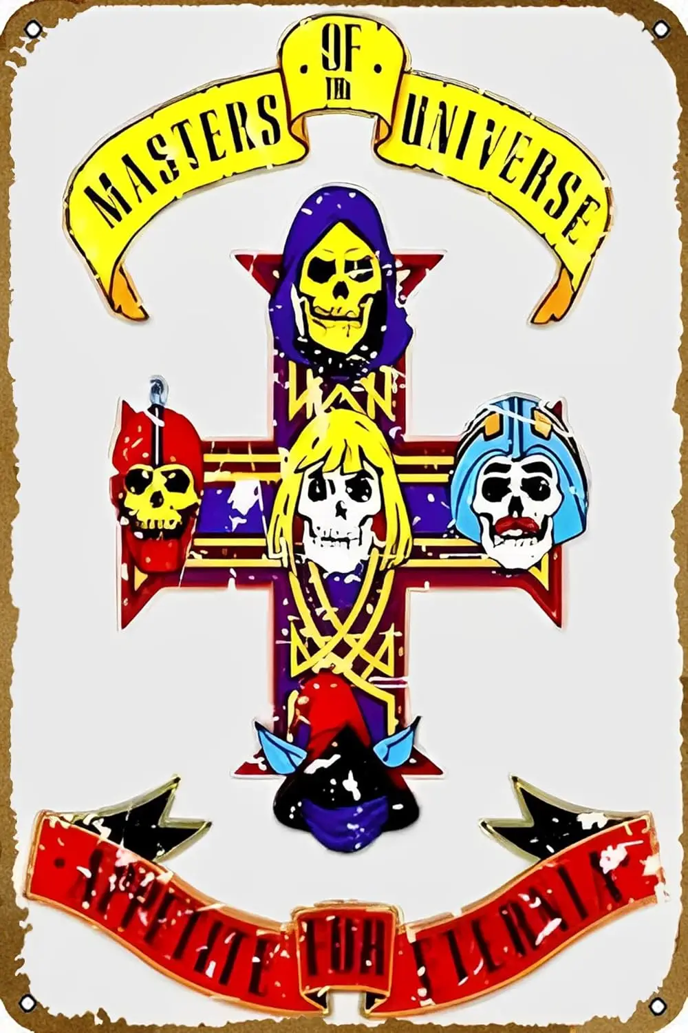 Funny He Man Guns Roses Music Parody Appetite Destruction Eternia Cartoon tattered checkered Poster Retro Vintage Decor Met sign