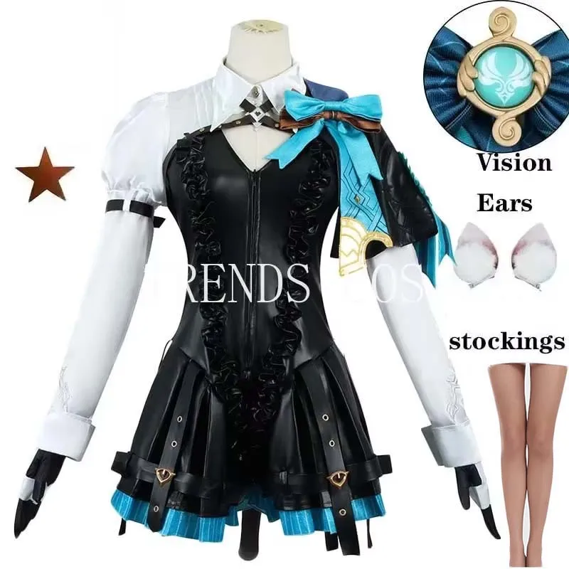 Magician Lynette Cosplay Costume Fontaine Magician Lynette Outfits Facial tattoo for Comic Con Lynette Full Set