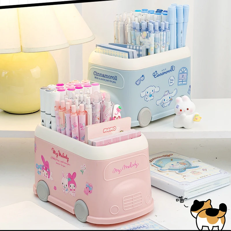 

Sanrio Kawaii My Melody Pen Holder Cinnamoroll Anime Cartoon Sweet Fashion Creative Large Capacity Student Desktop Storage Boxes