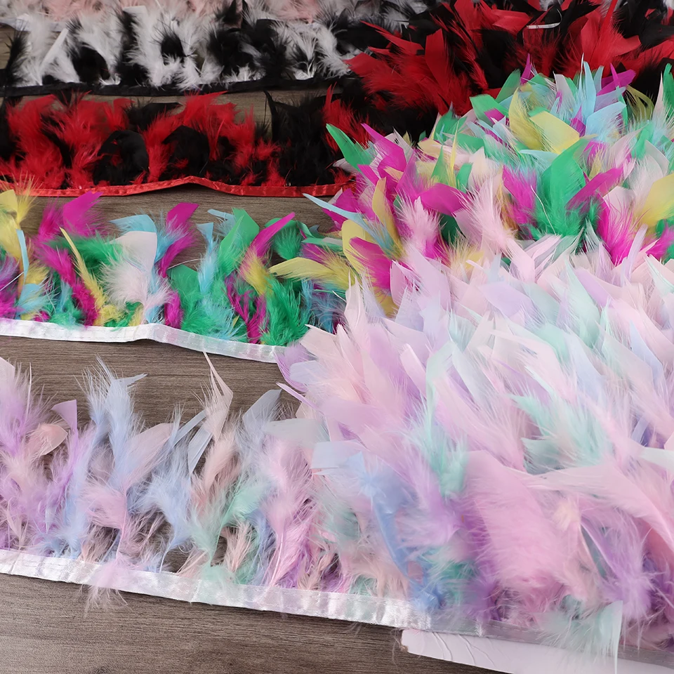10Meters Turkey Feather Trim Fringe 10-15CM Marabou Feathers Ribbon Handicrafts Clothes Dress Sewing Plumes Decoration Wholesale