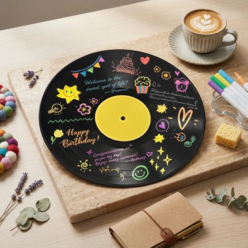 Vinyl Record Styled For Acrylic Ornament with No Pre-Printed Graphics Allowing Full User For Customization Freedom