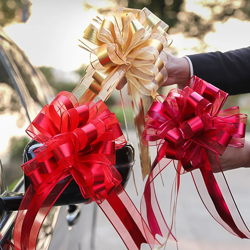 

2/4/8PCS Large Snow Yarn Pull Bow Ribbon Big Bow for Cars Birthday Christmas Presents Large Gift Decoration Wedding Pull Flower
