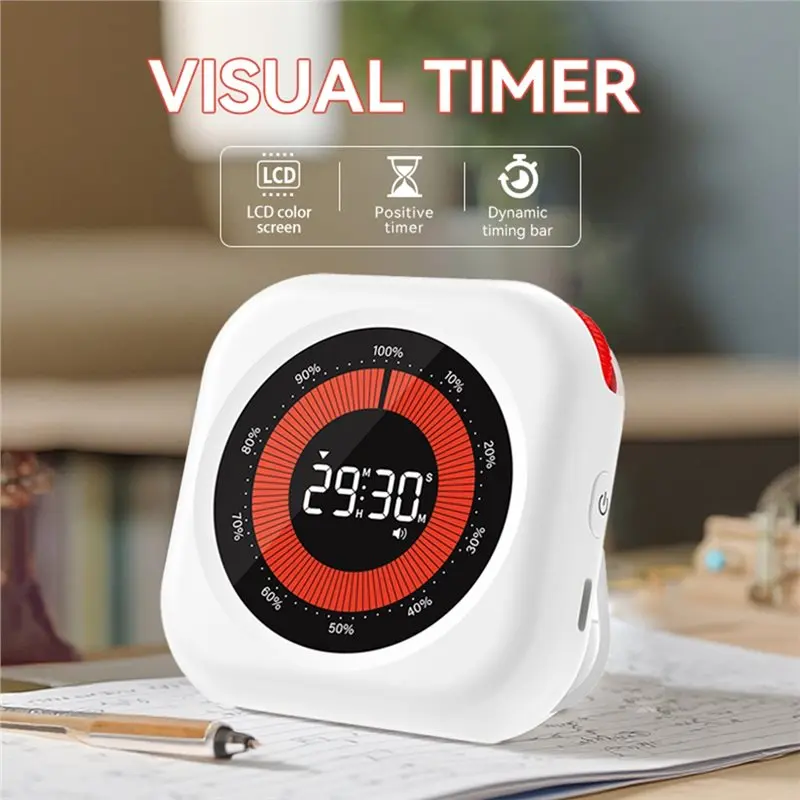 HLZS-Visual Timer Self-Discipline Tracker Kitchen Baking Fitness Stopwatch