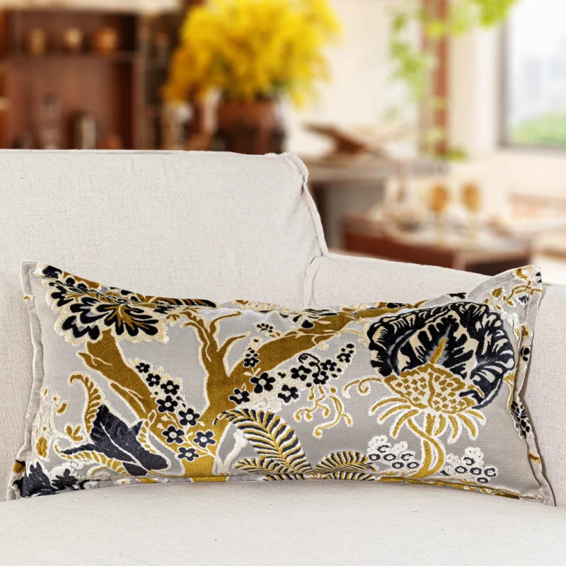 Gold Black Flora Pillows Luxury Retro Cushion Case Country Style Decorative Pillow Cover For Sofa Chair Home Decorations