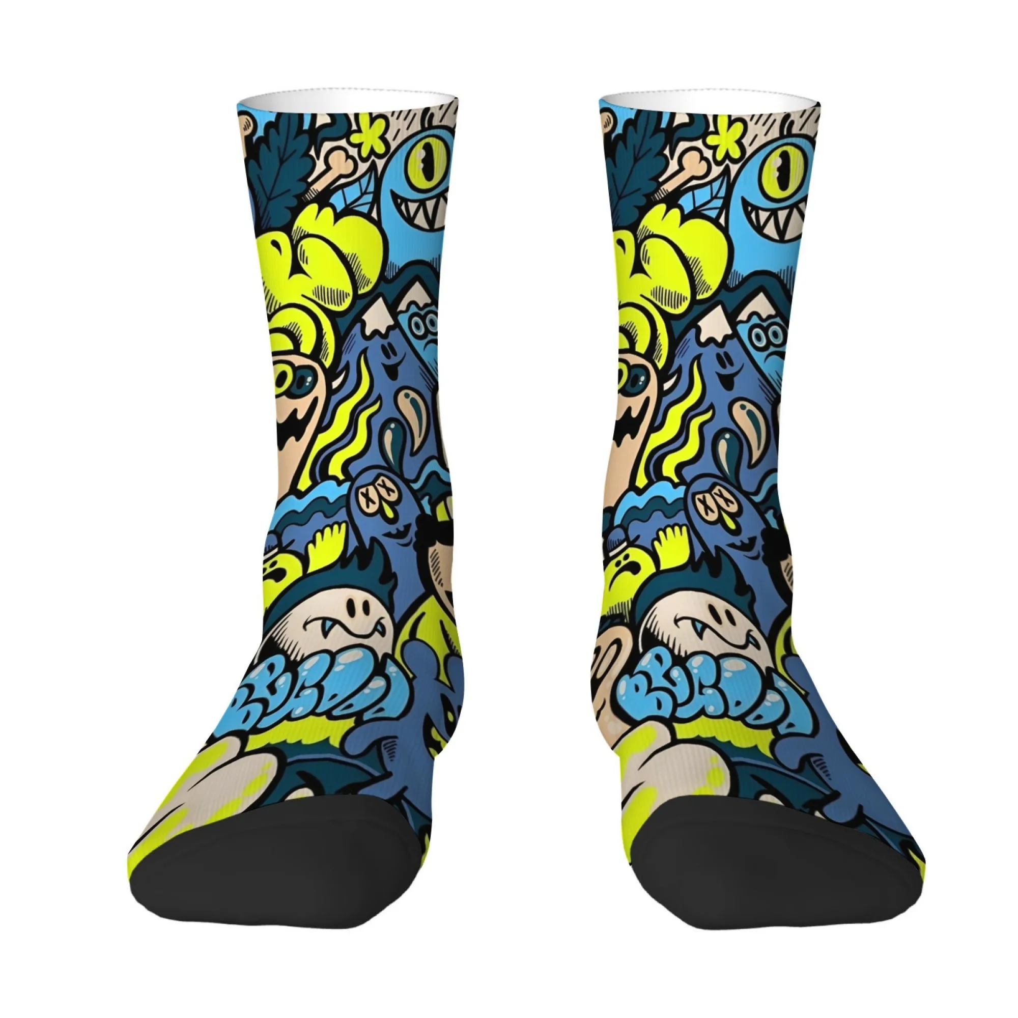 Fun and Novel Abstract Print Men's Socks Comfortable Non-slip and Soft Socks Quirky Hip-hop Fashion and Street Parties Socks