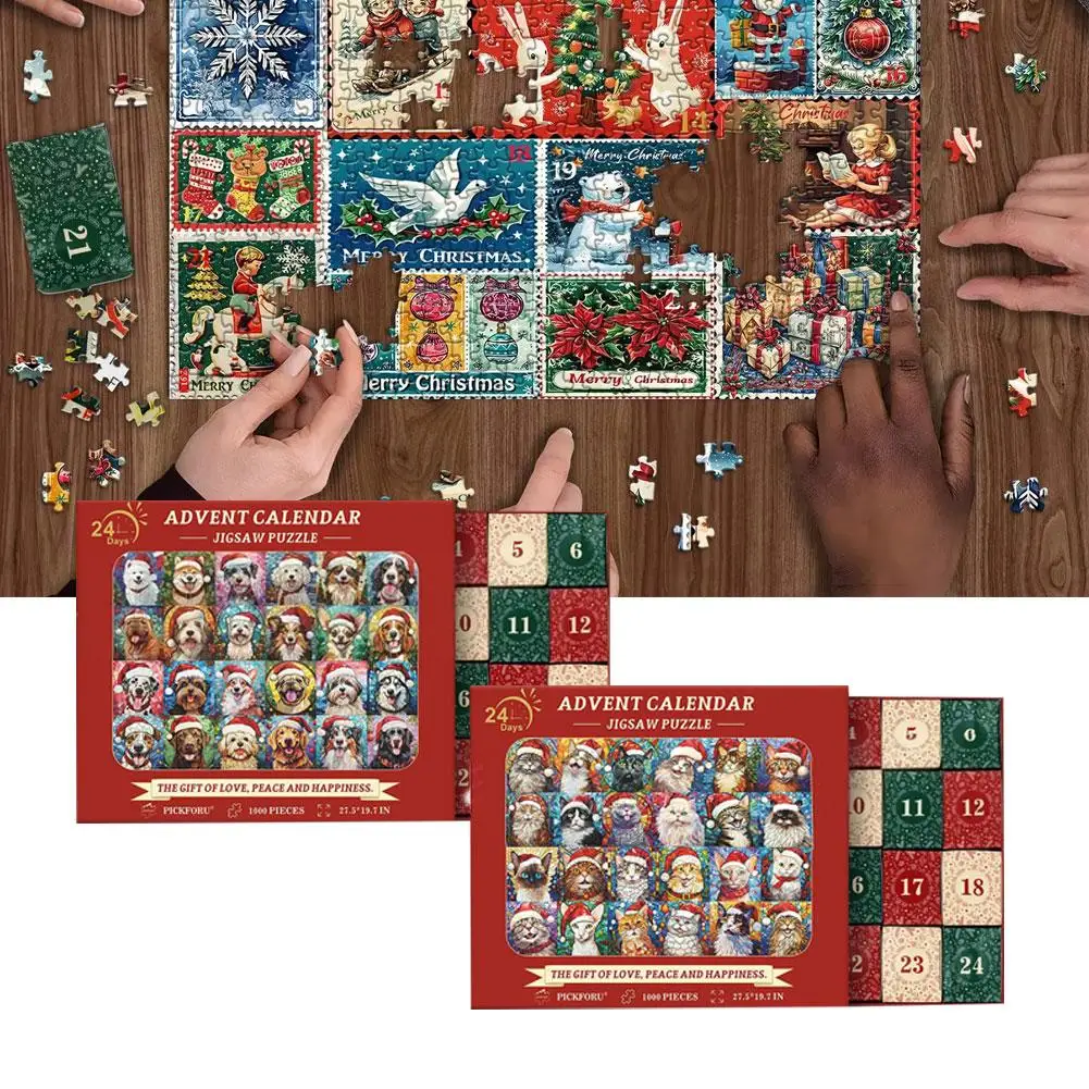 Jigsaw Puzzle Advent Calendar Home Decoration 24 Days Christmas Countdown Calendars Puzzles Christmas Puppy Advent Calendar 2024