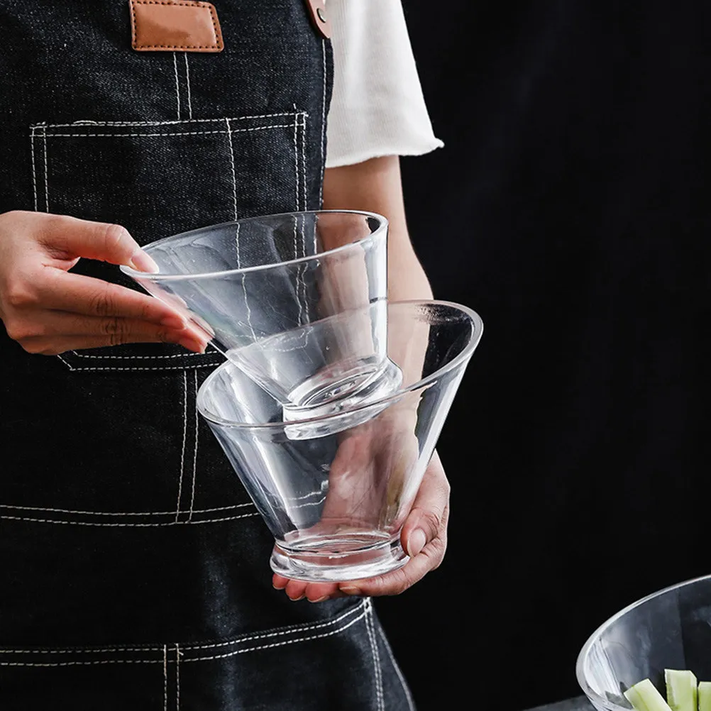 Clear Acrylic Slant Bowl 16.5cm Premium Crystal Transparent Dessert Bowl Salad Fruit Parfait Container Appetizer Serving Dish view 5