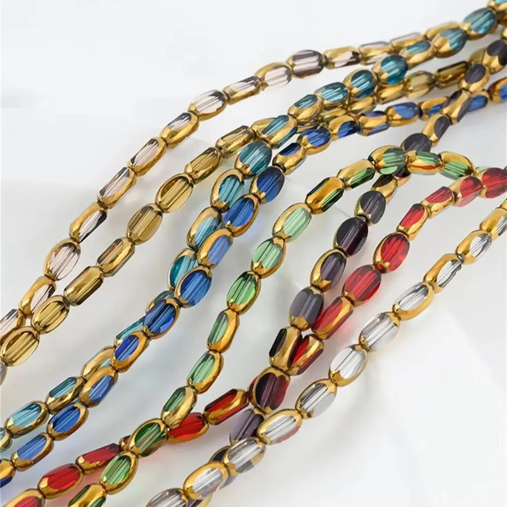 Solid Color Crystal Glass Cut Oval Phnom Penh Rice Beads DIY Hand-made Jewelry Materials Hand-made Loose Beads Accessories C002