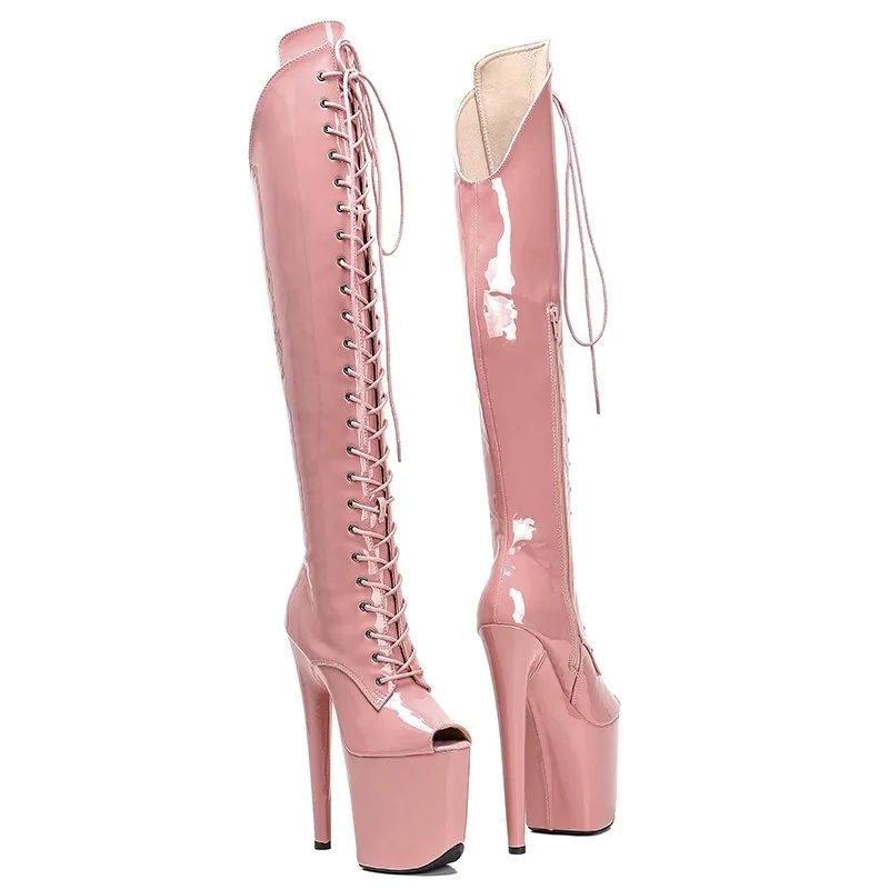 LAIJIANJINXIA New 20CM/8Inch PU Upper Women's Platform Party High Heels Modern Knee-High Boots Pole Dance Shoes 308