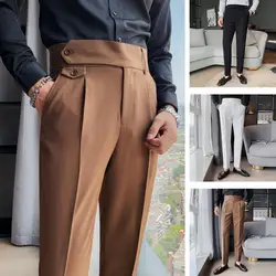 Men Suit Pants Draping Straight High Waist Business Pants Streetwear Spring Autumn Trendy Pants Wedding Party Classic Trousers