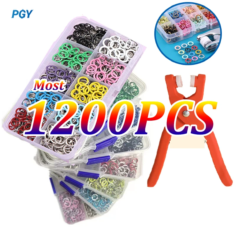 1200/800/400PCS Plier Tool Metal Snap Colored Metal Buttons Snap Plastic Plier Fastener DIY Sewing Colored Craft Supplies Bag