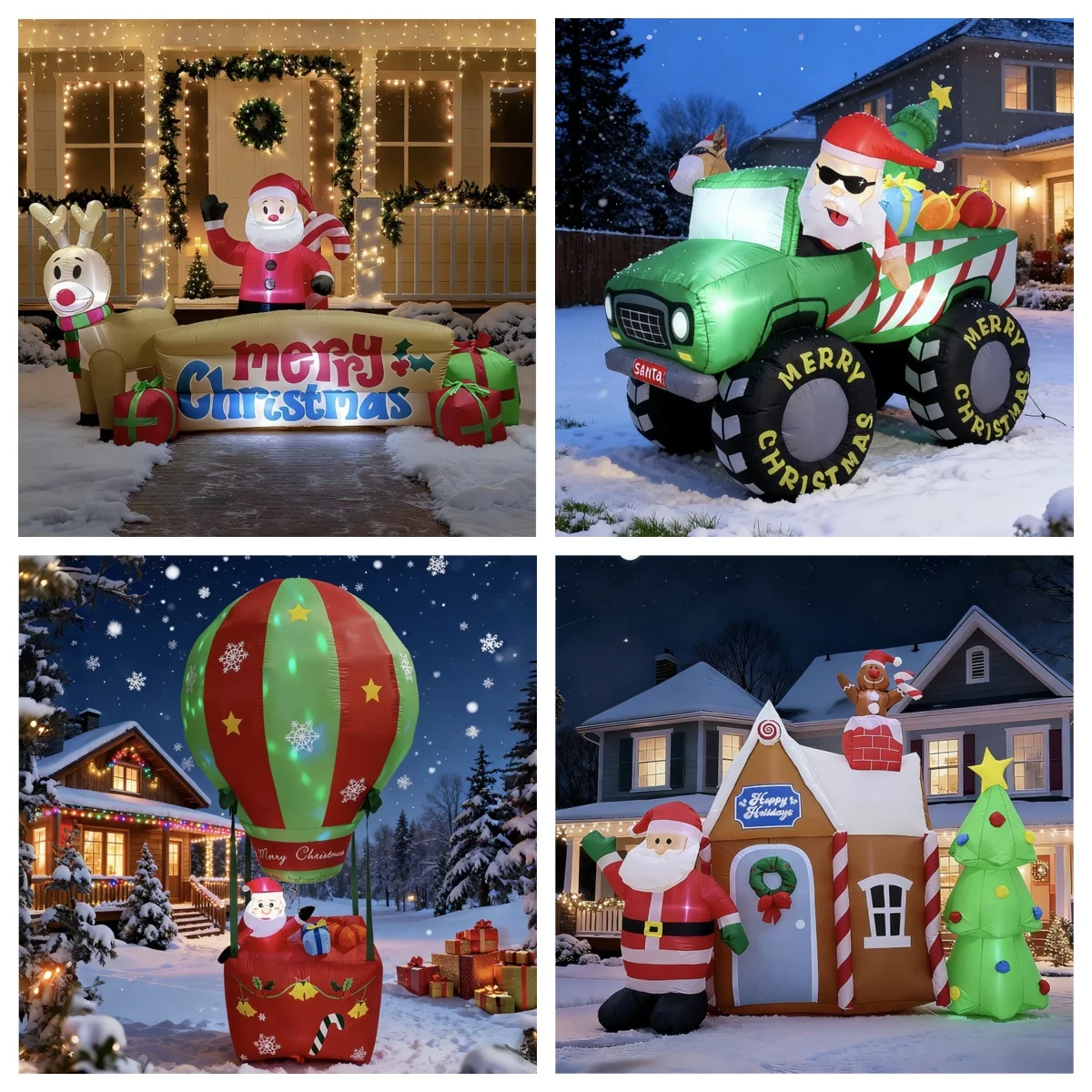 2025 زينة عيد الميلاد الجديدة القابلة للنفخ سانتا كلوز ألعاب ممتعة قابلة للنفخ في الهواء الطلق