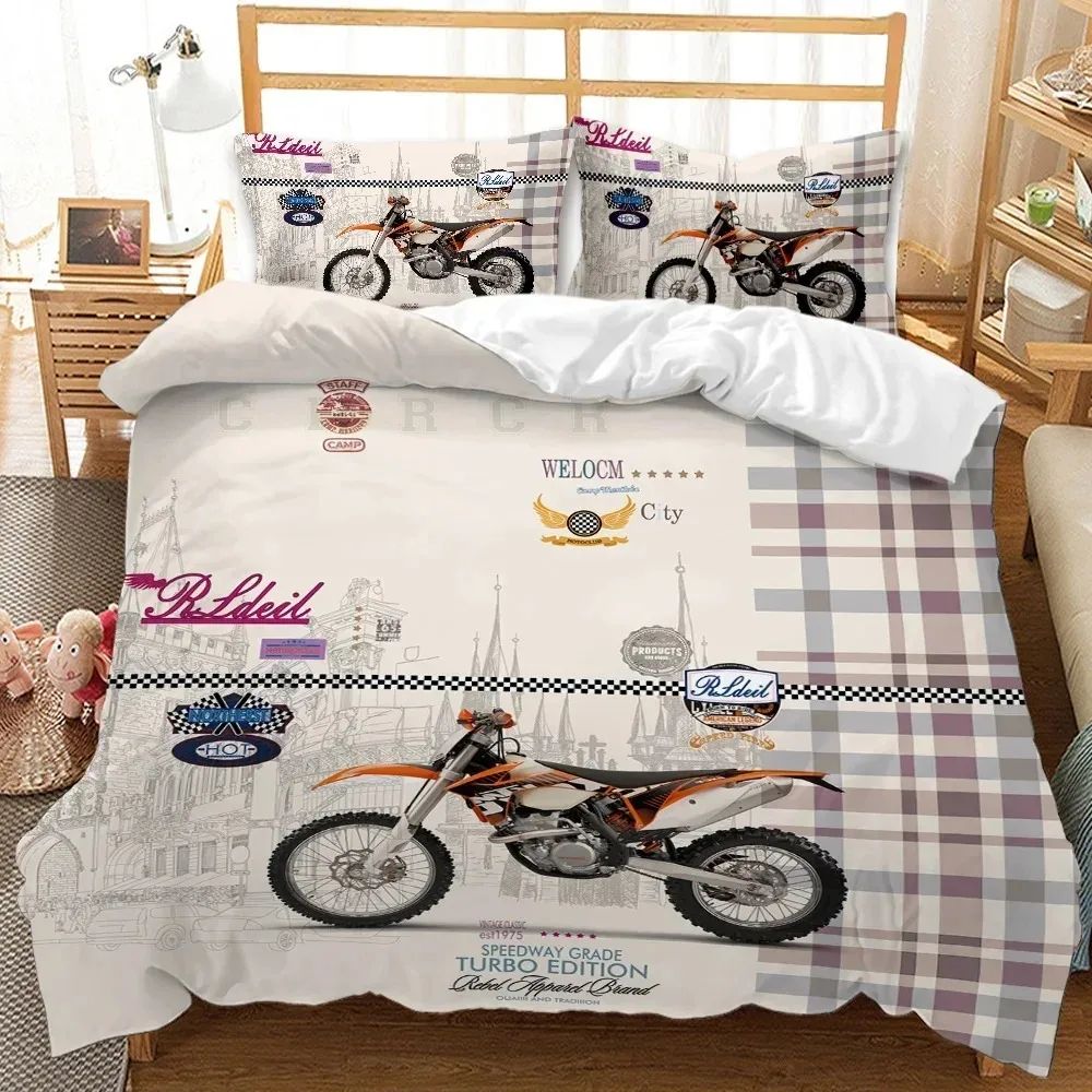 Motocross Rider Bedding Set Extreme Sports Duvet Cover Kids Teens Men Motorcycle Comforter Cover Dirt Bike Polyester Quilt Cover