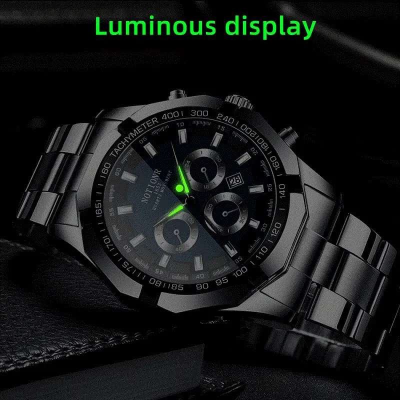 Luxury Mens Sport Watches Fashion Men Business Stainless Steel Waterproof Quartz Wristwatch Calendar Luminous Clock Reloj Hombre